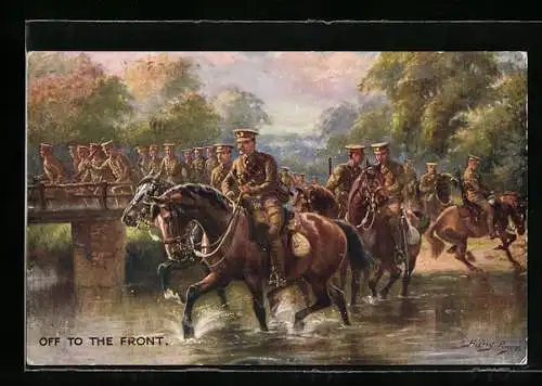 Künstler-AK Harry Payne: Off the Front, englische Soldaten zu Pferd