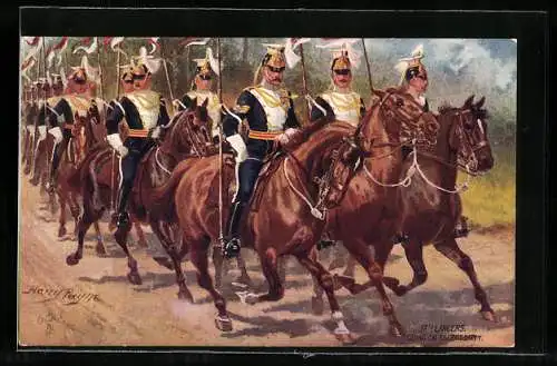 Künstler-AK Harry Payne: 17tth Lancers going on escort duty