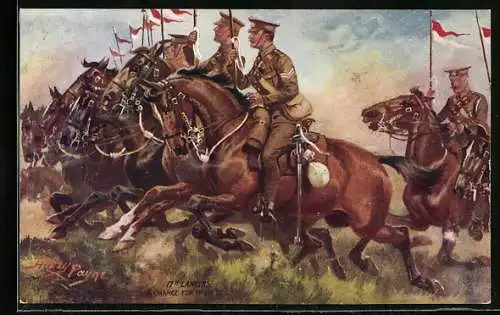 Künstler-AK Harry Payne: 17th Lancers, A Charge for the Hill
