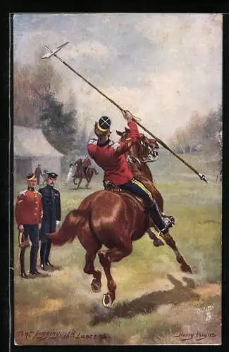 Künstler-AK Harry Payne: Tent begging, 16th Lancers, Soldat zu Pferde mit Lanze