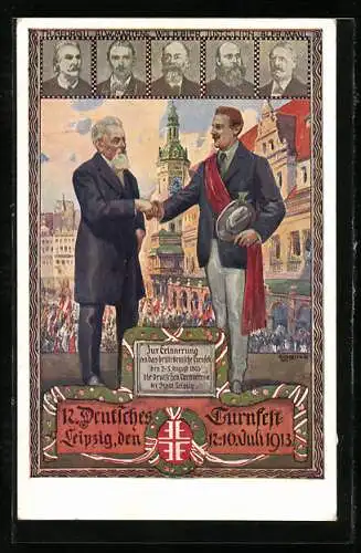 AK Leipzig, 12. Deutsches Turnfest, Juli 1913, Karte Nr. 5, Herz und Hand dem Vaterland