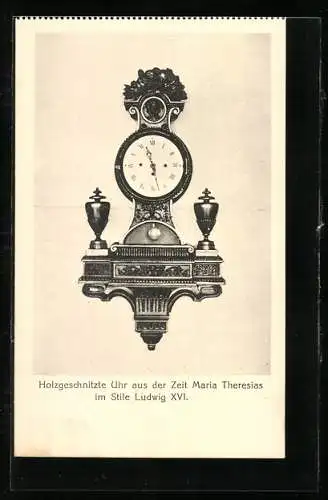 AK Wien, Uhren-Museum, Holzgeschnitzte Uhr der Zeit Maria Theresias