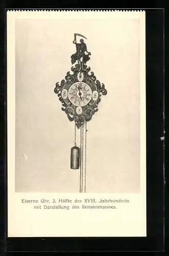 AK Wien, Uhren-Museum, Eiserne Uhr mit Darstellung des Sensenmannes