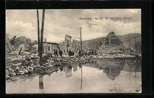 AK Avezzano, La Via XX Settembre allagta, Erdbeben