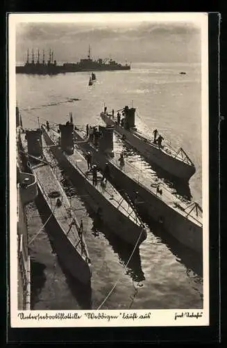 AK Kriegsmarine, Unterseebootsflottille Weddigen läuft aus, U-Boote U 9, U 8, U 10
