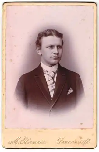 Fotografie M. Obermaier, Donauwörth, Junger Mann mit karierter Krawatte