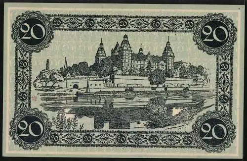 Notgeld Aschaffenburg, 20 Mark, Sigel, Blick auf die Burg