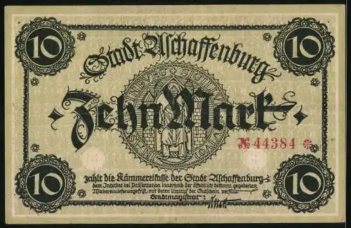 Notgeld Aschaffenburg, 10 Mark, Ansicht der Burg