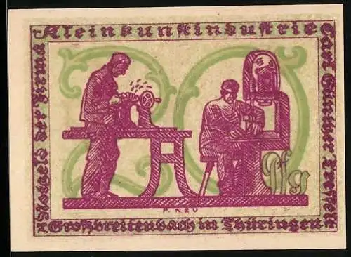 Notgeld Grossbreitenbach 1922, 20 Pfennig, Näher bei der Arbeit