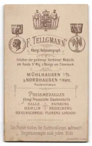 Fotografie F. Tellgmann, Mühlhausen i. Th., Junge Dame im weissen Kleid