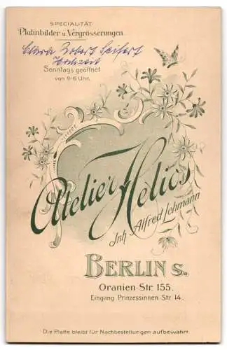 Fotografie Atelier Helios, Berlin, Oranien-Str. 155, Clara und Robert Seifert als junge Eheleute im Sonntagsstaat