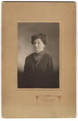 Fotografie A. Gossauer, Rapperswyl, Fräulein Rosa mit elegant hochgestecktem Haar im schönen Kleid