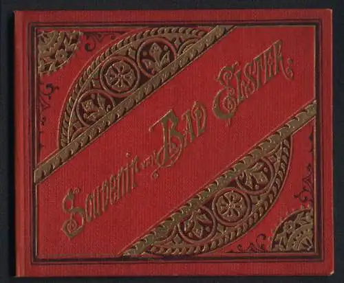 Leporello-Album 12 Lithographie-Ansichten Bad Elster, Villa Stefan, Wettiner Hof, Conditorei, Badehaus, Rosengarten