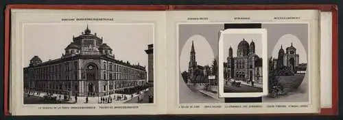 Leporello-Album 38 Lithographie-Ansichten Berlin, Synagoge, Central Hotel, Ausstellungplatz, Bahnhof, Justizpalast, Bank