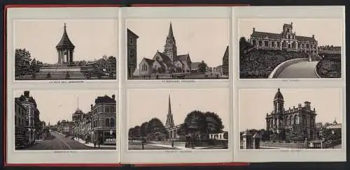 Leporello-Album 24 Lithographie-Ansichten Nottingham, Trent Bridge, High School, Mansfield Road, University, Market Pl.