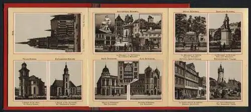 Leporello-Album 31 Lithographie-Ansichten Frankfurt / Main, Neue & Alte Synagoge, Hotel zum Schwanen, Frankfurter Hof