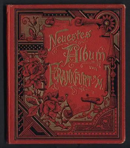 Leporello-Album 49 Lithographie-Ansichten Frankfurt / Main, neue & alte Synagoge, int. electrotech. Ausstellung 1891