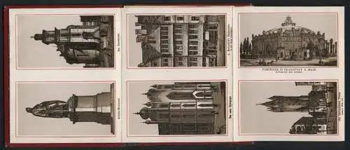 Leporello-Album 23 Lithographie-Ansichten Frankfurt / Main, neue Synagoge, Rothschild Haus, Panorama, Börse, Palmgarten