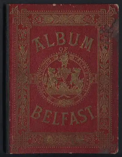 Leporello-Album 34 Lithographie-Ansichten Belfast, Donegal Place, Royal Avenue, High Street, Albert Memorial Ulster Hall