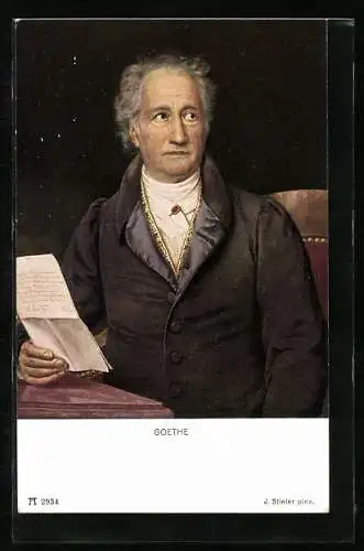 Künstler-AK Wolfgang v. Goethe liest einen Brief
