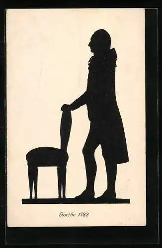 AK Goethe steht neben seinem Stuhl 1782, Schattenbild