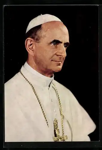 AK Portrait Papst Paul VI. blickt in die Ferne