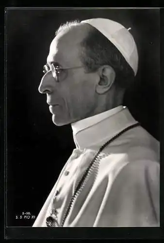 AK Papst Pius XII. im Profil portraitiert