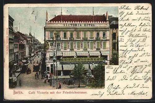 AK Berlin, Café Victoria mit Friedrichstrasse