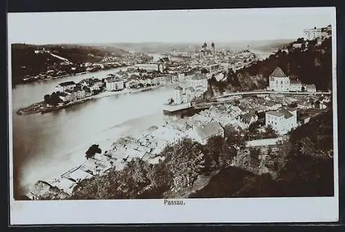 AK Passau, Stadtansicht aus der Vogelschau
