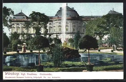 AK Würzburg, Gartenseite der Residenz