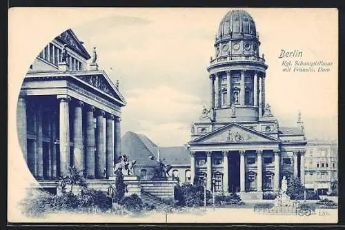 AK Berlin, Gendarmenmarkt mit Kgl. Schauspielhaus und Französ. Dom