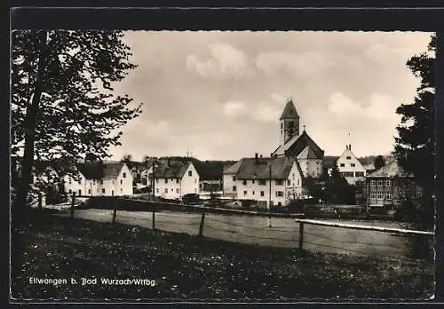 AK Ellwangen b. Bad Wurzach, Teilansicht mit Kirchturm