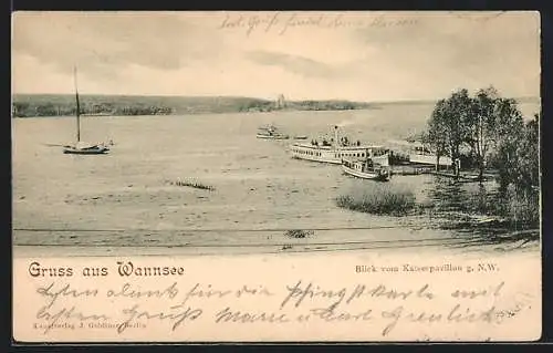 AK Berlin-Wannsee, Boote am Anleger