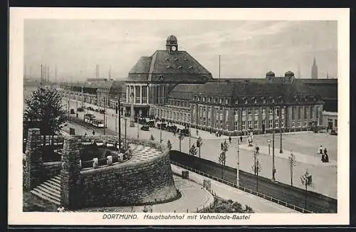 AK Dortmund, Hauptbahnhof mit Vehmlinde-Bastei
