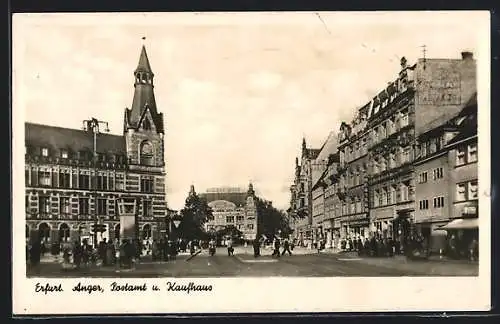 AK Erfurt, Anger, Postamt und Kaufhaus