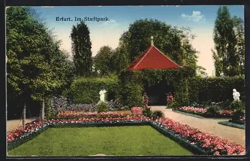 AK Erfurt, Blumenbeete im Stadtpark