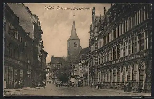AK Erfurt, Post und Lorenzkirche