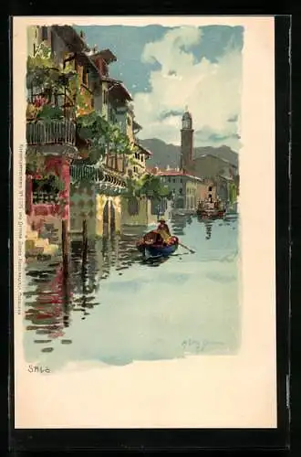 Künstler-AK Zeno Diemer: Salo, Häuser am Wasser