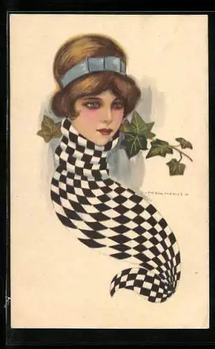 Künstler-AK Nanni: Dame mit Efeuzweig