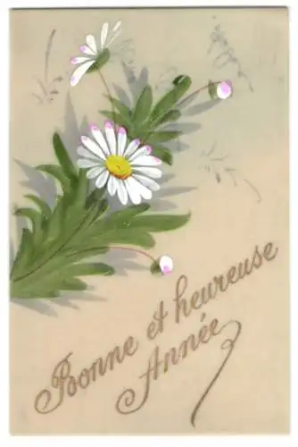 Zelluloid-AK Blühende Blumen mit Blättern