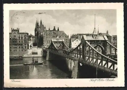 AK Bremen, Dampfer an der Brücke