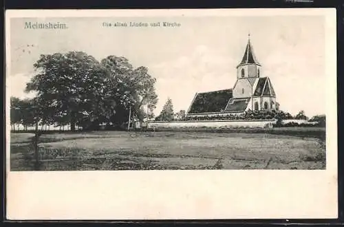 AK Meimsheim, Die alten Linden und Kirche