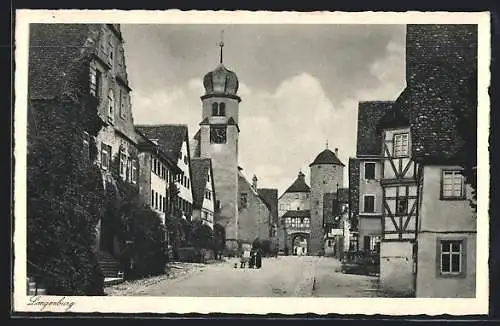 AK Langenburg, alte Häuser an der Kirche