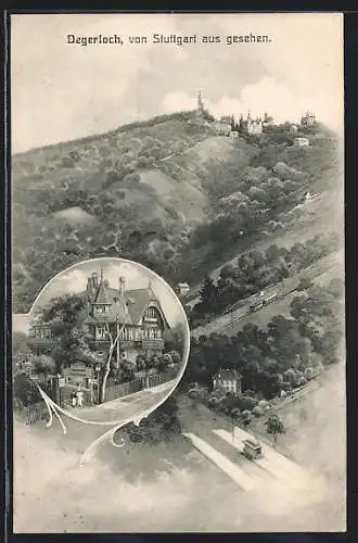 AK Stuttgart-Degerloch, Restaurant Schweizer Haus, Ortsansicht aus der Vogelschau