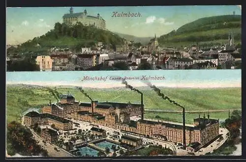AK Kulmbach, Mönchshof Export-Brauerei Kulmbach, Teilansicht mit Schloss