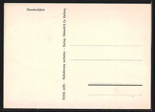 AK Koblenz, Das Hotel-Restaurant Deutsches Haus, Moselstr. 1, Ortsansicht von Ehrenbreitstein mit der Festung