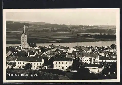 AK Ybbs a. d. Donau, Teilansicht mit Kirche