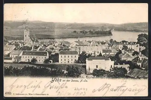 AK Ybbs an der Donau, Teilansicht mit Kirche