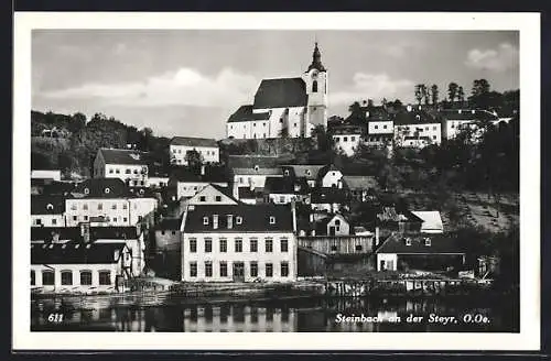 AK Steinbach a. d. Steyr, Ortspartie mit Kirche