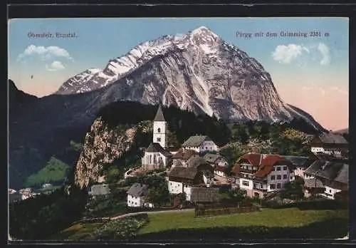 AK Pürgg, Ortsansicht mit dem Grimming